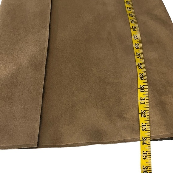 J.Jill Faux Suede Coat Women's Size Large Faux Fur Collar and Cuff Trim Tan - Picture 10 of 11